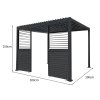 Anthracite Aluminium Pergola With LED Lights & 2 x Shutter Panels - 3m x 3m