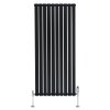 Flat Single Column Radiator - 1600mm x 700mm & Valves - Black