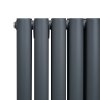 Oval Column Radiator 1600mm x 600mm Modern Designer Double Panel Central Heating Heater Matt Anthracite Grey Carbon Steel Vertical FREE Cleaning Brush Fixing Kit & Brackets