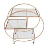 Bar Cart Drinks Trolley Halo Serving Table On Caster Wheels Rose Gold Storage Shelving, 3 Shelves, Art Deco, 30's Styles, Furniture, Vintage, Side-table, Tea Party, Modern