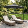 LED Cantilever Parasol 3m With Half Fan Base - Grey