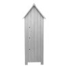 Wooden Garden Storage Shed Grey Tool Organiser Cabinet Beach Hut Sentry Box Lockable Doors 3 Corner Shelves 4 Door Hooks Roof Hatch Padlock 4 Keys Ground Fixing Kit Screw Covers Fir Wood Asphalt Roof