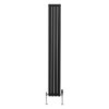 Oval Column Radiator 1800mm x 240mm & TRV Chrome Valves Modern Designer Double Panel Central Heating Heater Black Steel Vertical Kitchen Living Room FREE Cleaning Brush Fixing Kit & Brackets