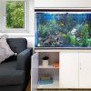 MonsterShop Fish Tank Aquarium & Starter Accessories, White Cabinet, Blue Gravel, 4ft, 300L