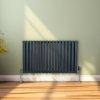 Oval Column Radiator 600mm x 1020mm Modern Designer Double Panel Central Heating Heater Matt Anthracite Grey Carbon Steel Horizontal Kitchen Living Room FREE Cleaning Brush Fixing Kit & Brackets