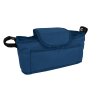 Pet Stroller Caddy Organiser Navy Blue Pushchair Pram Travel Accessory Bag Detachable Hook & Loop Straps Elastic Cup Pouch Front Pocket Large Capacity Multifunctional Waterproof Oxford Fabric