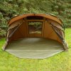 2 Man Fishing Bivvy Tent Carp Fishing Green Dome Overnight Shelter Angler Camping Waterproof Tackle Brolly System Pram Hood PVC Window Groundsheet FREE Shoe Mat Carry Bag Pegs & Mallet Included