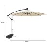 LED Cantilever Parasol 3m With Half Fan Base - Cream