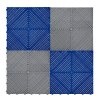 Vented Modular Interlocking Flooring Tiles & Edges 60 Grey & 60 Blue Single Garage Heavy Duty Floor Mat Showroom Workshop Outdoor Polypropylene Anti Slip Weather Resistant Drainage 3.2m x 6m 19.2m2