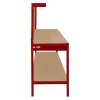 Garage Workbench Red Pegboard Drawer Shelves LED Light Heavy Duty Steel Wooden Workshop Industrial Shed DIY Work Table Desk Tool Storage Station Unit 370kg Total Capacity 40 Hooks Rubber Mallet