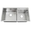 Stainless Steel Kitchen Sink Double Bowl Satin Finish Square Premium Handmade With Strainer Plug & Waste Pipe Set