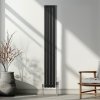 Oval Column Radiator 1800mm x 240mm Modern Designer Double Panel Central Heating Heater Matt Black Carbon Steel Vertical Kitchen Living Room Bathroom FREE Cleaning Brush Fixing Kit & Brackets