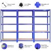 T-Rax Pack of 3 Garage Shelving Units - 5 Tier Heavy Duty Rack for Storage Steel Utility Shelves | Metal & MDF Boltless Racking Assembly System | 4200KG Capacity | 280KG Per Shelf, Blue