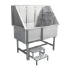 Dog Bath Professional Stainless Steel  Pet Grooming Station 600mm Extra-Large Heavy Duty Metal Wash-Tub Groomer Walk In Shower Clean | With Mixer Tap And Drainage Kit | FREE Gloves