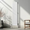 Oval Column Radiator 1600mm x 360mm & TRV Chrome Valves Modern Designer Double Panel Central Heating Heater White Steel Vertical Kitchen Living Room FREE Cleaning Brush Fixing Kit & Brackets