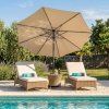 LED Tilt Parasol 2.7m With Tilt Base - Beige