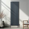 Oval Column Radiator 1800mm x 600mm Modern Designer Double Panel Central Heating Heater Matt Anthracite Grey Carbon Steel Vertical Kitchen Living Room FREE Cleaning Brush Fixing Kit & Brackets