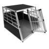 Pet Car Transport Crate Cage Large Aluminium Travel Box Trapezoidal Dog Cat Puppy Carrier Estate Vehicle 2 Doors 69 x 97 x 90cm | FREE Plastic Washable Mat