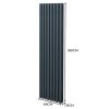 Oval Column Radiator 1800mm x 480mm Modern Designer Double Panel Central Heating Heater Matt Anthracite Grey Carbon Steel Vertical Kitchen Living Room FREE Cleaning Brush Fixing Kit & Brackets