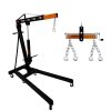 Engine Crane 2 Tonne 2000kg & Load Leveller Hoist 900kg Balancer Support Beam Dual Hooks Chain Hydraulic Pump Handle Folding Legs Lift Jack Stand Portable Workshop Garage 4 JIB Positions Automotive