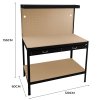 Garage Workbench Black Pegboard Drawer Shelves LED Light Heavy Duty Steel Wooden Workshop Industrial Shed DIY Work Table Desk Tool Storage Station Unit 370kg Total Capacity 40 Hooks Rubber Mallet