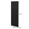 Oval Column Radiator 1800mm x 600mm Modern Designer Double Panel Central Heating Heater Matt Black Carbon Steel Vertical Kitchen Living Room Bathroom FREE Cleaning Brush Fixing Kit & Brackets