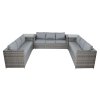 11 Seater Rattan Furniture Set With Firepit - Grey