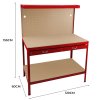 Garage Workbench Red Pegboard Drawer Shelves LED Light Heavy Duty Steel Wooden Workshop Industrial Shed DIY Work Table Desk Tool Storage Station Unit 370kg Total Capacity 40 Hooks Rubber Mallet