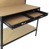 Garage Workbench With Pegboard Drawer Heavy Duty Bench Steel Tool Storage Station Unit With Shelves FREE 40 Hooks DIY Workshop Industrial Metal Work-table Worktop Black