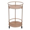 Bar Cart Trolley Drinks Serving Table On Wheels Rose Gold Round Storage, Art Deco, 30's Style, Cocktail Tea Party, Furniture, Side-table, Modern, Vintage, 2 Shelves