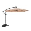 LED Cantilever Parasol 3m With Half Fan Base - Beige