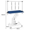Hydraulic Pet Dog Grooming Table Lift Height Adjustable H Bar 180kg Weight Capacity Large 106cm x 61cm Blue Rubber Top Professional Heavy Duty Steel White Frame 4 Adaptable Stable Feet 3 Loop Leashes