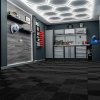 Vented Modular Interlocking Flooring Tiles x 225 Black With Edges & Hexagon LED Lighting 28 White Lights & Border 6500K 3 Mount Options & Suspended Ceiling Kit Single Garage Floor Mat 6m x 6m 36m2