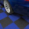 Vented Modular Interlocking Flooring Tiles & Edges 60 Black & 60 Blue Single Garage Heavy Duty Floor Mat Showroom Workshop Outdoor Polypropylene Anti Slip Weather Resistant Drainage 3.2m x 6m 19.2m2