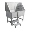 Dog Bath Professional Stainless Steel  Pet Grooming Station 600mm Extra-Large Heavy Duty Metal Wash-Tub Groomer Walk In Shower Clean | With Mixer Tap And Drainage Kit | FREE Gloves