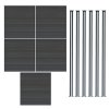 Composite Fence Panel x 5 & LED Posts x 6 - Grey