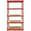 1 x Corner Garage Racking Unit & 4 x Single Racking Storage Units / 5 Z-Rax Red Steel & MDF Shelves / 8525kg capacity / 265kg per shelf / Free Rubber Mallet