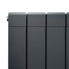 Aluminium Designer Radiator 1800mm x 315mm & TRV Chrome Valves Vertical Double Flat Panel Column Lightweight Modern Heater Matt Anthracite Grey Kitchen Living Room Cleaning Brush Fixing Kit Brackets