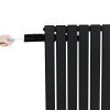 Flat Single Column Radiator & Valves - 1800mm x 280mm - Black
