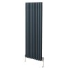 Oval Column Radiator 1800mm x 600mm & TRV Chrome Valves Modern Designer Double Panel Central Heating Heater Anthracite Grey Steel Vertical Kitchen Living Room FREE Cleaning Brush Fixing Kit & Brackets