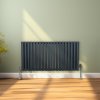 Oval Column Radiator 600mm x 1200mm Modern Designer Double Panel Central Heating Heater Matt Anthracite Grey Carbon Steel Horizontal Kitchen Living Room FREE Cleaning Brush Fixing Kit & Brackets