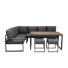 Aluminium Corner Sofa Set - Wood Effect