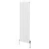 Oval Column Radiator 1800mm x 480mm & TRV Chrome Valves Modern Designer Double Panel Central Heating Heater White Steel Vertical Kitchen Living Room FREE Cleaning Brush Fixing Kit & Brackets