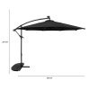 LED Cantilever Parasol 3m With Half Fan Base - Black