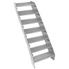 Metal Staircase 7 Section Adjustable Height 60cm / 600mm Wide Galvanised Steel Silver 7 Steps Weatherproof Grate Step Outdoor Garden Patio Modular Stairs 5mm Rod Thickness FREE Fixing Kit
