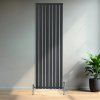 Flat Single Column Radiator & Valves - 1800mm x 560mm - Black