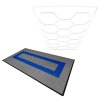 Vented Modular Interlocking Flooring Tiles 90 Grey & 30 Blue With Edges & Hexagon LED Lighting 14 White Lights & Border 6500K 3 Mount Options & Suspended Ceiling Kit Single Garage Floor Mat 3.2m x 6m