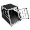 Pet Car Transport Crate Cage Aluminium Travel Box Trapezoidal Dog Cat Puppy Carrier Estate Vehicle 1 Door 50 x 54 x 69cm | FREE Plastic Washable Mat