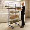 Spray Drying Rack Blue Trolley Eco Spray Paint Shop Woodworking Dry Storage 4 Heavy Duty 360 Degree Castors Mobile 15 Layers 20kg Per Layer 300kg Total Capacity Adjustable Width 175 H x 35/66 W x 55 D