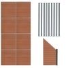 Composite Fence Panels, Angled Piece & LED Posts 6ft x 49ft - Brown